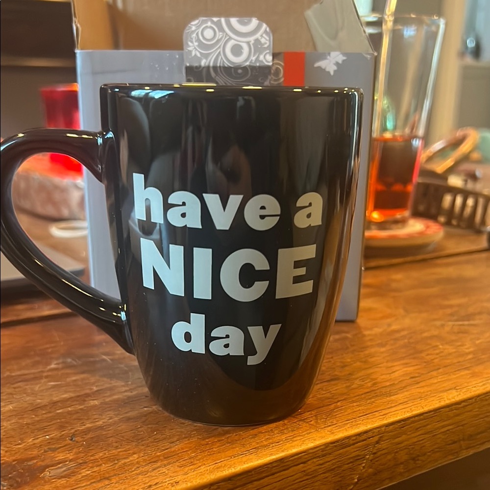 Cheeky Black Ceramic Mug with 'Have a Nice Day' Design